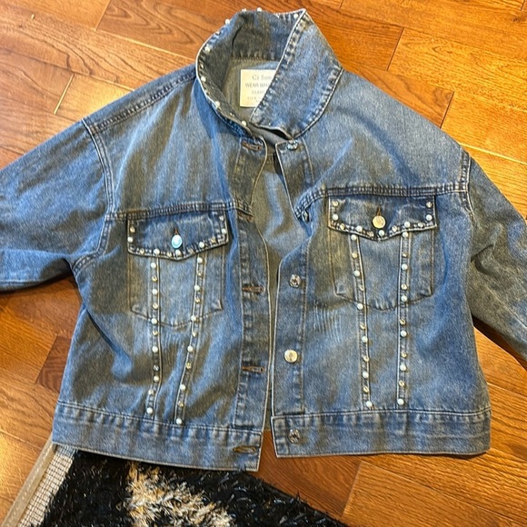 Ci Sono Wear What U 🩶💙luxury diamond stud denim jacket Sz XL - Picture 14 of 15